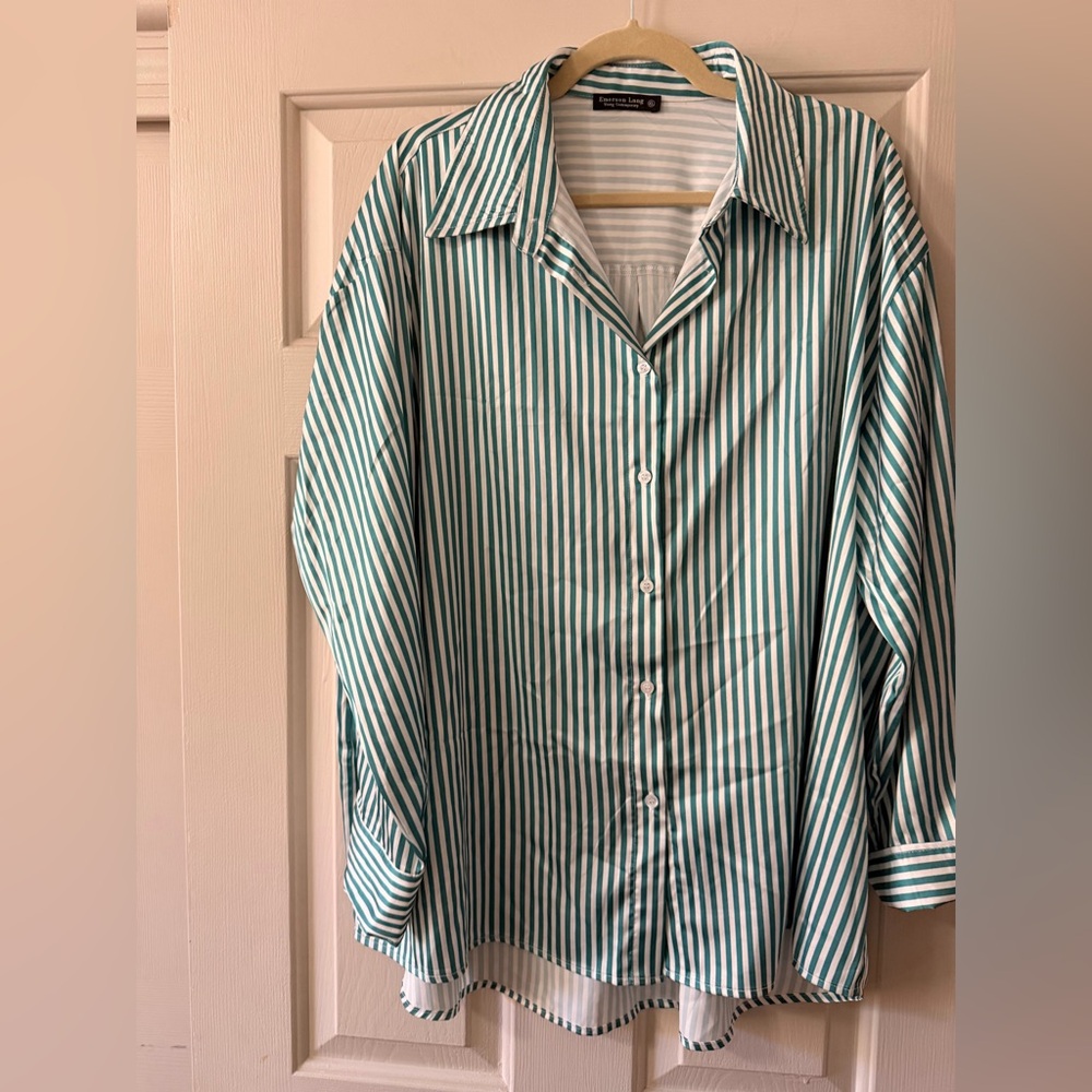 Classic Stripe Button-Down Shirt - Green/White